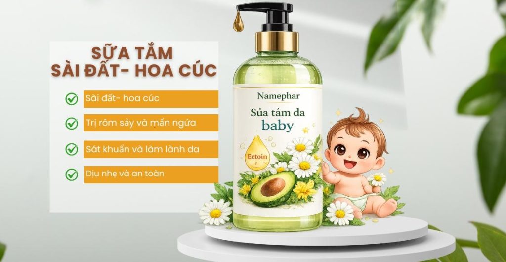 Gia công sữa tắm sài đất hoa cúc cho bé tại nhà máy Namephar