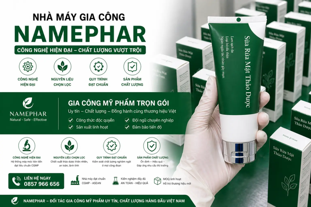 Gia công sữa rửa mặt dược liệu MOQ từ 1000