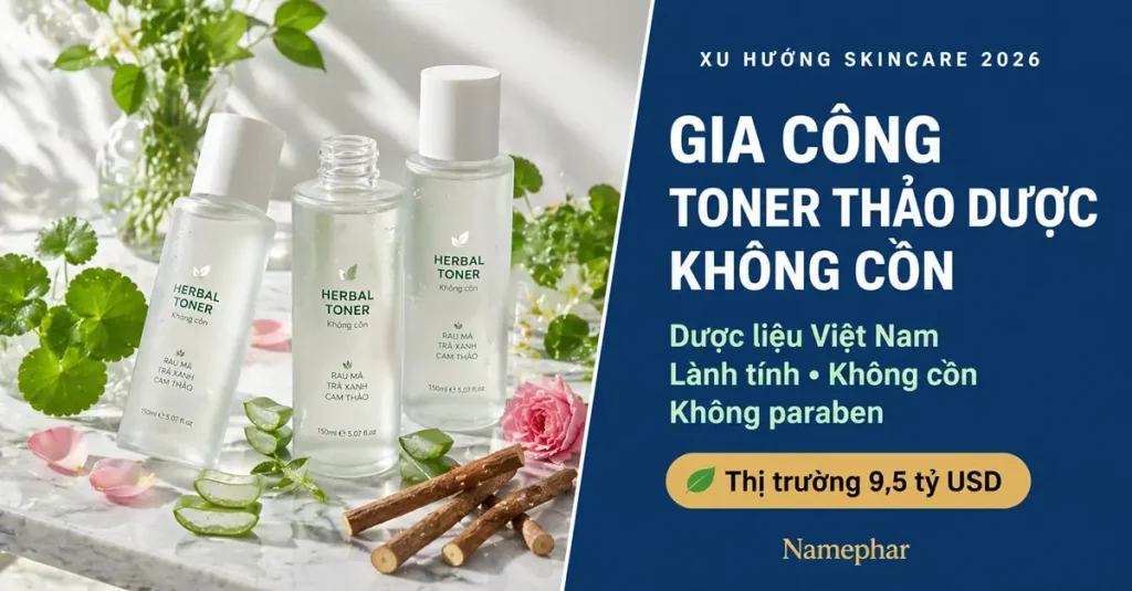 gia công toner thảo dược không cồn dược liệu Việt Nam namephar 2026