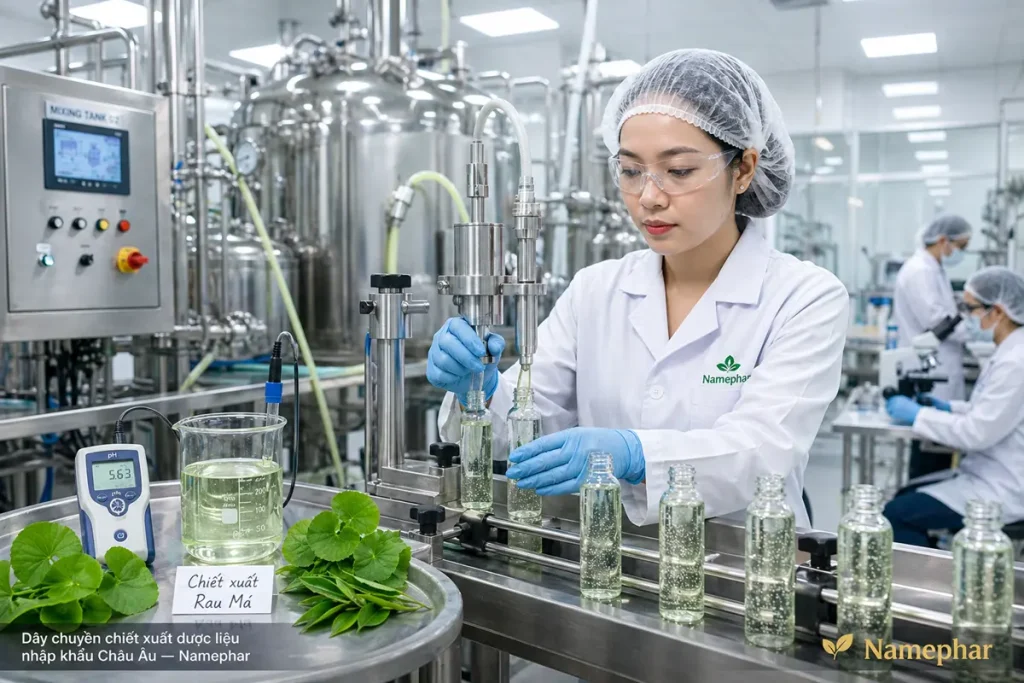 dây chuyền gia công toner thảo dược tại nhà máy namephar chiết xuất dược liệu châu âu chuyên nghiệp