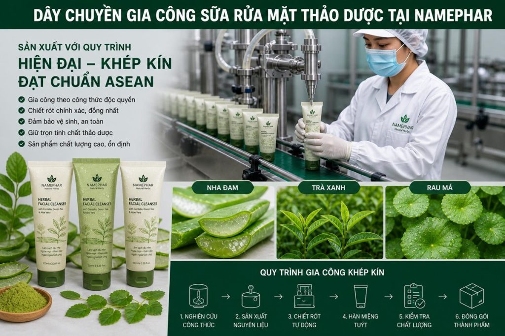 Gia công sữa rửa mặt thảo dược tại Namephar 