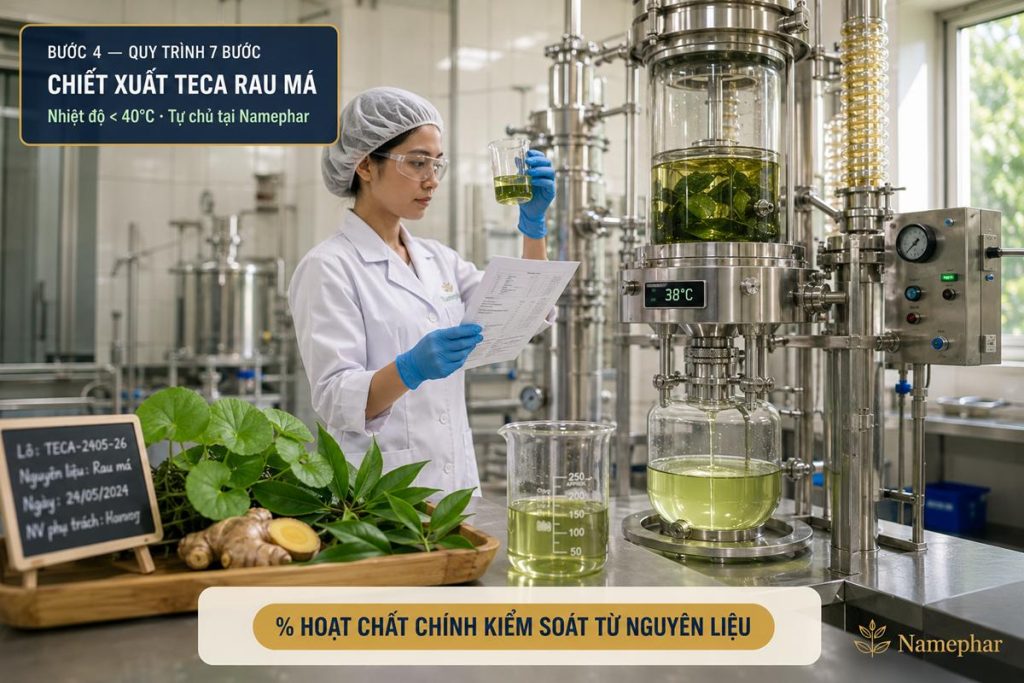 dây chuyền chiết xuất hoạt chất toner thảo dược nhà máy namephar quy trình 7 bước