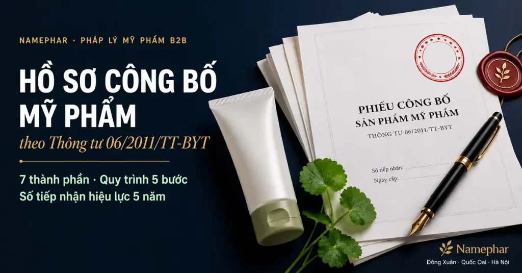 hồ sơ công bố mỹ phẩm Thông tư 06/2011/TT-BYT 2026 quy trình 5 bước namephar