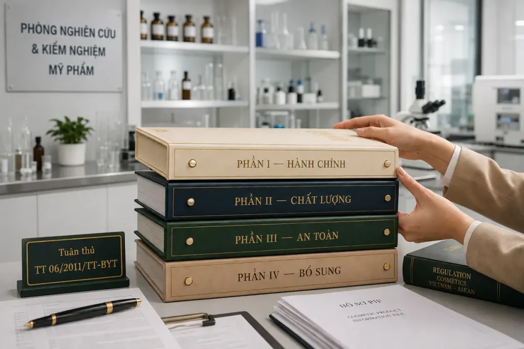 Tủ hồ sơ PIF mỹ phẩm tại trụ sở doanh nghiệp chịu trách nhiệm
