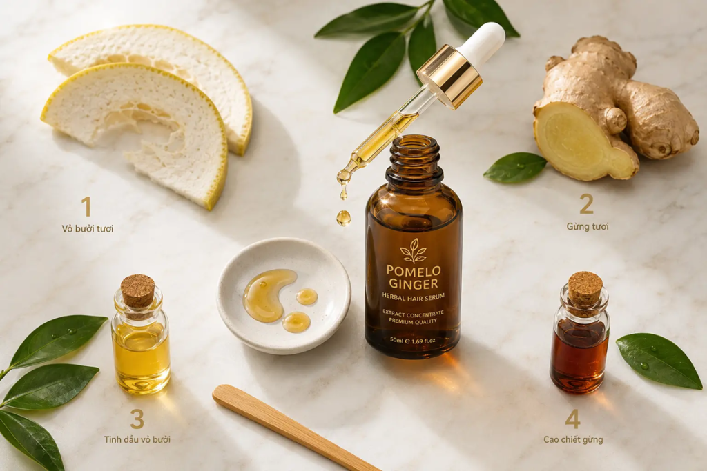 cách dùng serum dưỡng tóc bưởi gừng dropper liều lượng đúng namephar