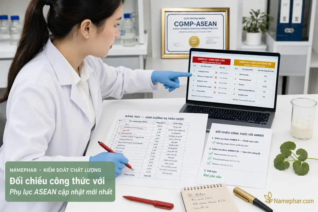 Kiểm tra thành phần cấm và hạn chế trước khi sản xuất mỹ phẩm 